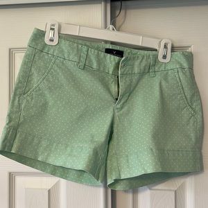 Ladies women’s juniors size 4 mint and white polka dot shorts